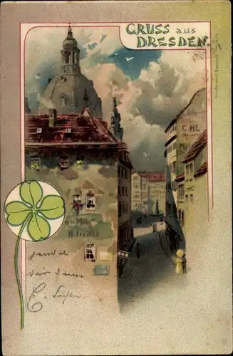 Litho Dresden Altstadt, Straßenpartie