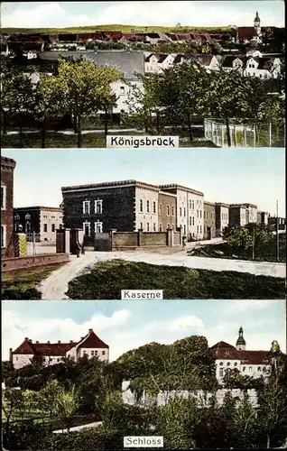 Ak Königsbrück in der Oberlausitz, Kaserne, Schloss, Gesamtansicht