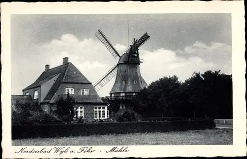 Ak Wyk auf Föhr Nordfriesland, Windmühle