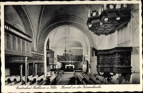 Ak Nieblum auf der Insel Föhr Nordfriesland, Kanzel in der Friesenkirche