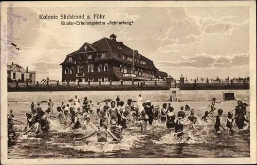 Ak Südstrand Wyk auf Föhr Nordfriesland, Kinder-Erholungsheim Schöneberg