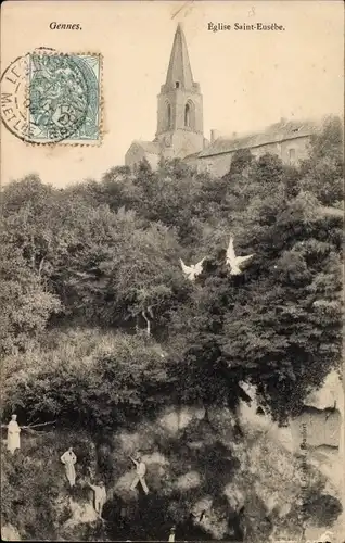 Ak Gennes Maine et Loire, L'Église Saint Eusèbe