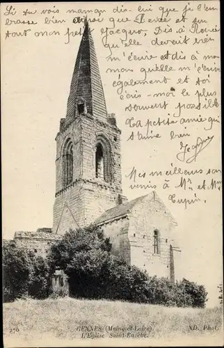 Ak Gennes Maine et Loire, L'Église Saint Eusèbe