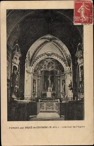 Ak Doué la Fontaine Maine et Loire, Kircheninneres