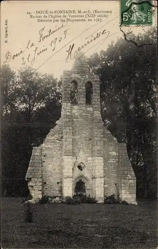 Ak Doué Maine et Loire, Ruines de l'Église de Varennes