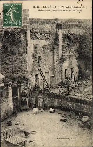 Ak Doué la Fontaine Maine et Loire, Habitations souterraines dans les Caves