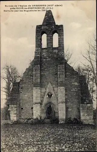 Ak Doué la Fontaine Maine et Loire, Ruines de l'Église