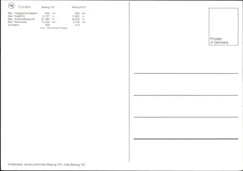Ak Deutsches Passagierflugzeug, Condor, Boeing 767, B 757