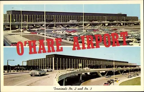 Ak Chicago Illinois USA, O'Hare Airport, Terminals No. 2 and 3, Flughafen