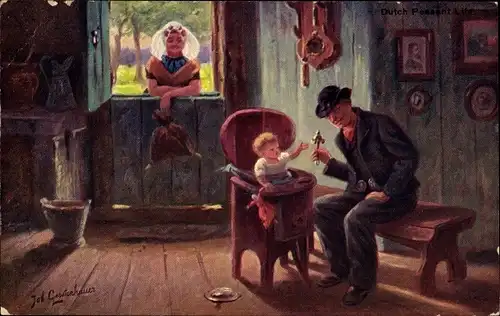 Künstler Ak Gerstenhauer, Johann Georg, Familie in niederländischen Trachten