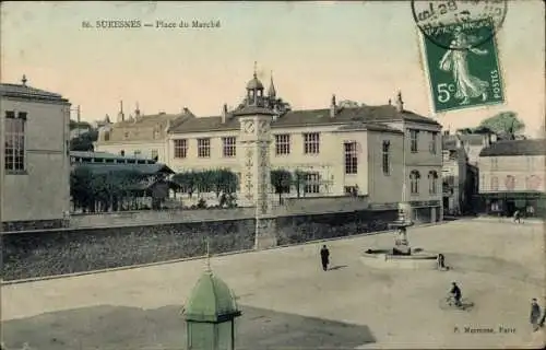 Ak Suresnes Hauts de Seine, Place du Marche