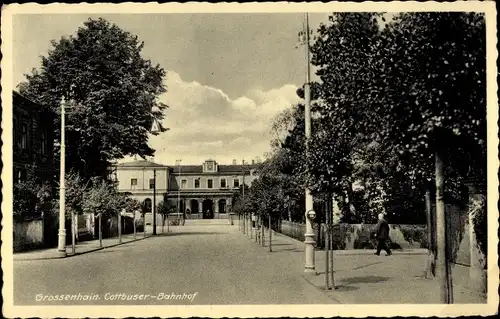 Litho  Großenhain Sachsen, Cottbuser Bahnhof