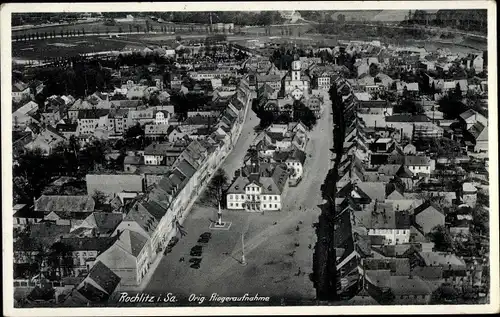 Ak Rochlitz an der Mulde, Fliegeraufnahme, Teilansicht der Stadt