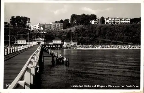 Ak Ostseebad Sellin auf Rügen, Blick von der Seebrücke