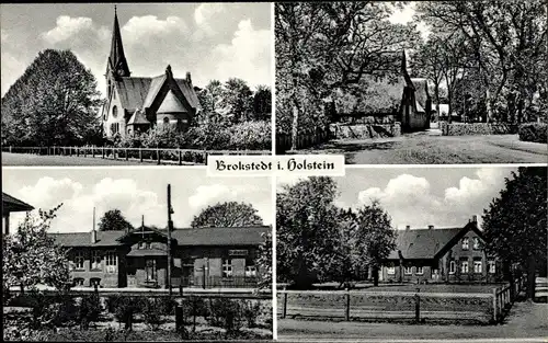 Ak Brokstedt in Schleswig Holstein, Kirche, Partie am Bahnhof