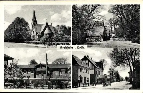 Ak Brokstedt in Schleswig Holstein, Kirche, Bahnhof, Ortsansichten
