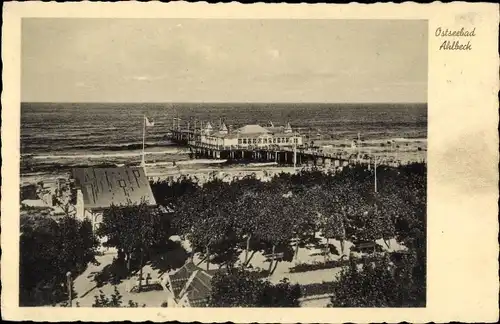 Ak Ostseebad Ahlbeck Heringsdorf auf Usedom, Strandpartie, Seebrücke