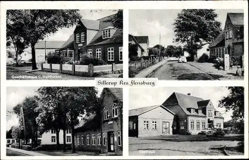 Ak Sillerup Lindewitt in Schleswig Holstein, Gasthaus, Geschäftshaus Matthiesen, Straßenpartie