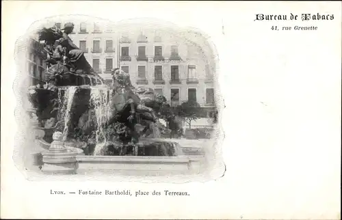 Ak Lyon Rhône, Fontaine Bartholdi, place des Terreaux