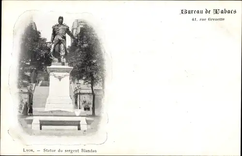 Ak Lyon Rhône, Statue du sergent Blandan