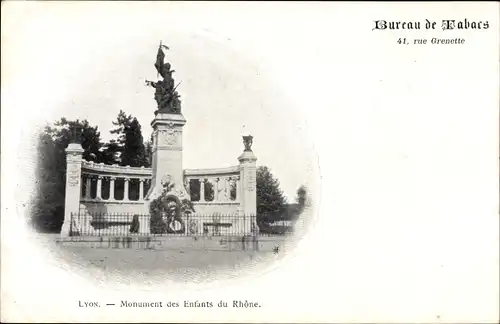 Ak Lyon Rhône, Monument des Enfants du Rhone