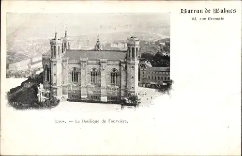 Ak Lyon Rhône, La Basilique de Fourviere