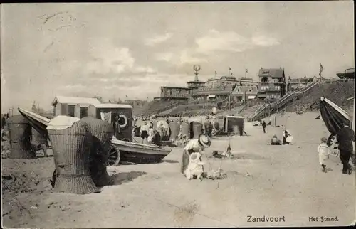 Ak Zandvoort Nordholland Niederlande, Het Strand