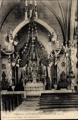 Ak Montreuil sur Maine Maine-et-Loire, Kircheninneres