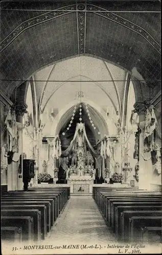 Ak Montreuil sur Maine Maine-et-Loire, Kircheninneres