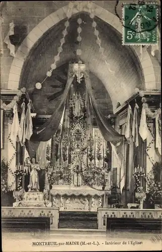 Ak Montreuil sur Maine Maine-et-Loire, Kircheninneres