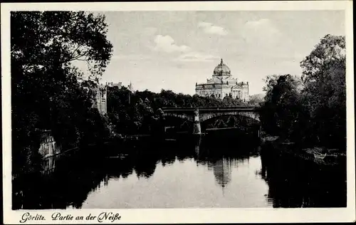 Ak Görlitz in der Lausitz, Partie an der Neisse, Ruhmeshalle