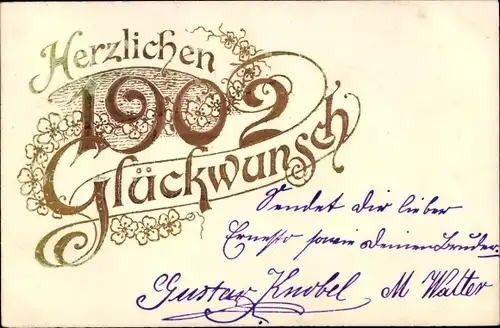 Ak Glückwunsch Neujahr 1902, Glücksklee