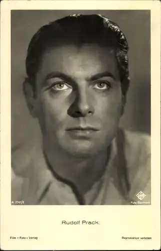 Ak Schauspieler Rudolf Prack, UFA Film, A 3741 2, Foto Baumann, Portrait