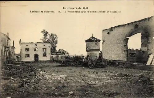 Ak Luneville Meurthe et Moselle, La Guerre de 1914, La Faisanderie apres le bombardement