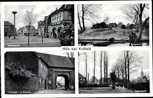 Ak Hüls Krefeld am Niederrhein, Burgruine, Torbogen i. d. Klausur, Ortspartie