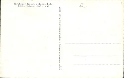 Ak Rickling im Kreis Segeberg, Ricklinger Anstalten, Lindenhof, Speisesaal, Innenansicht