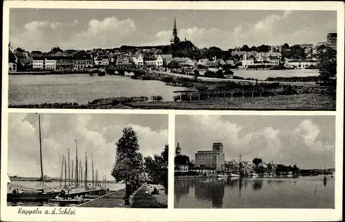 Ak Kappeln in Schleswig Holstein, Panorama vom Ort, Partie am Hafen