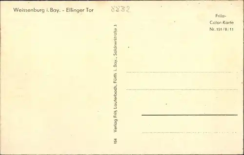 Ak Weißenburg am Sand Mittelfranken Bayern, Ellinger Tor