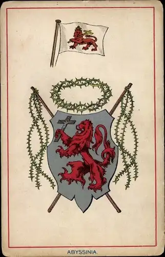 Wappen Ak Athiopien, Abyssinia, Staatswappen, Löwe, Kreuz