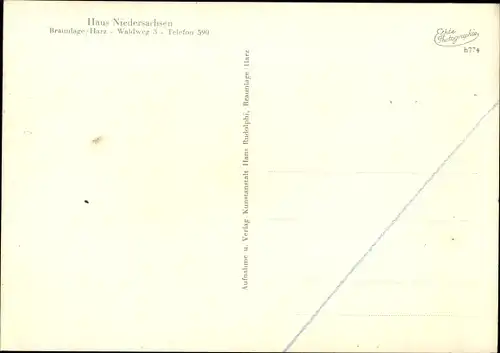 Ak Braunlage Harz, Pension Haus Niedersachsen, Waldweg 3