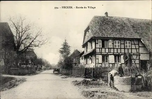 Ak Hecken Elsass Haut Rhin, Entree du Village