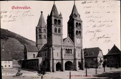 Ak Guebwiller Gebweiler Elsass Haut Rhin, Ansicht der Leodegariuskirche