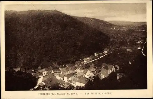 Ak Ferrette Pfirt Elsass Haut Rhin, Vue prise du chateau