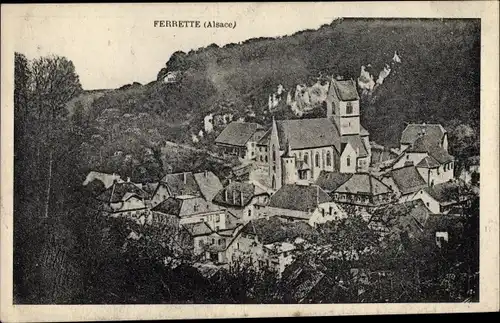 Ak Ferrette Pfirt Elsass Haut Rhin, Blick auf den Ort, Kirche