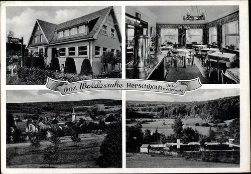 Ak Herschbach Unterwesterwald, Hotel Pension Waldesruhe, Blick auf den Ort