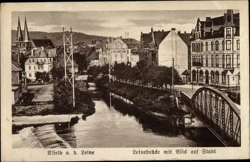 Ak Alfeld an der Leine, Leinebrücke, Stadtpartie