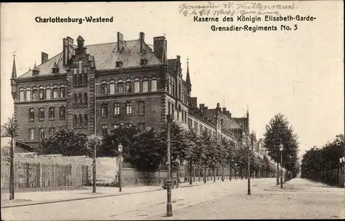 Ak Berlin Charlottenburg Westend, Kaserne des Königin Elisabeth Garde Grenadier Regiments No. 3