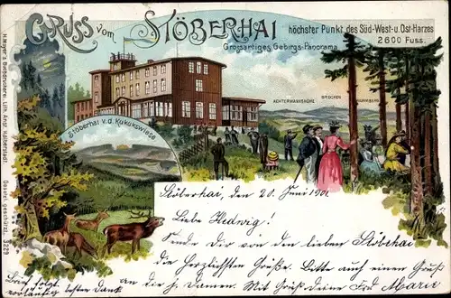 Litho Wieda Niedersachsen, Kuckuckswiese, Stöberhai, Achtermannshöhe, Brocken, Wurmberg