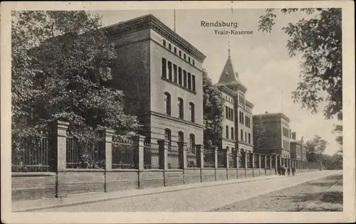 Ak Rendsburg in Schleswig Holstein, Train Kaserne