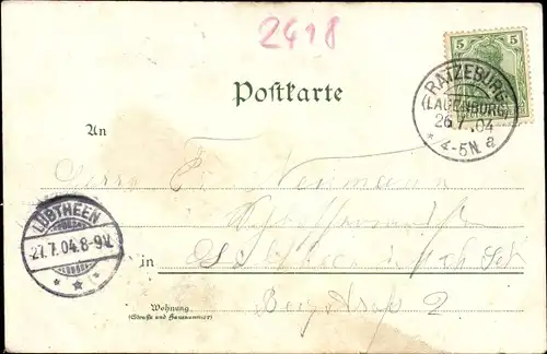 Litho Ratzeburg im Herzogtum Lauenburg, Gesamtansicht von Stadt und Umgebung